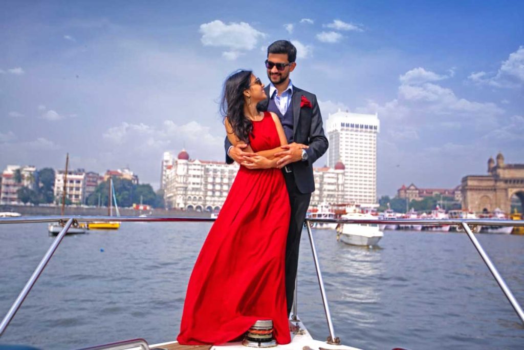 Pre-Wedding Shoot on a Yacht in Mumbai with Fortune India Sailing